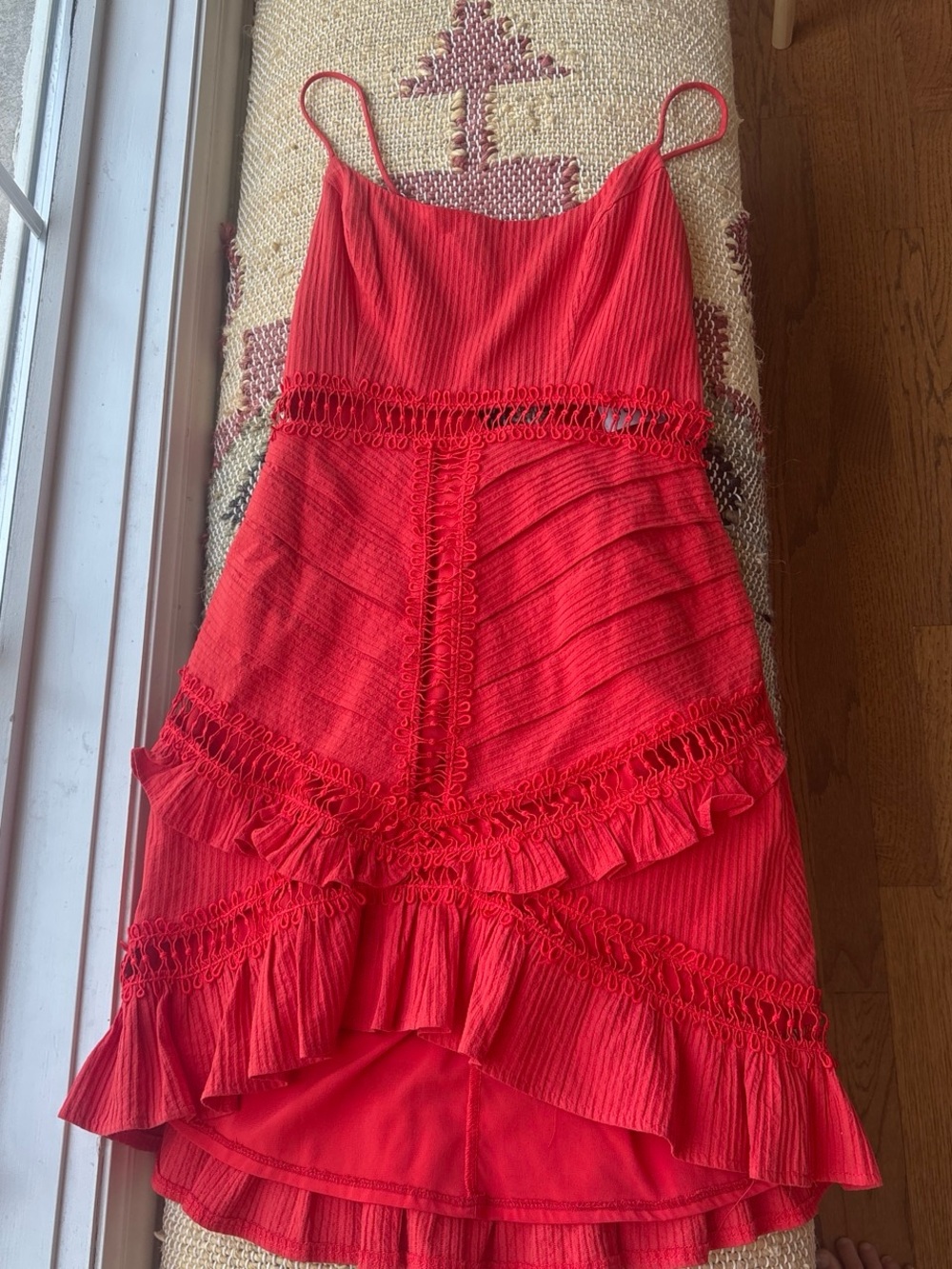 Hello Molly Red Ruffle Tiered Slip Dress